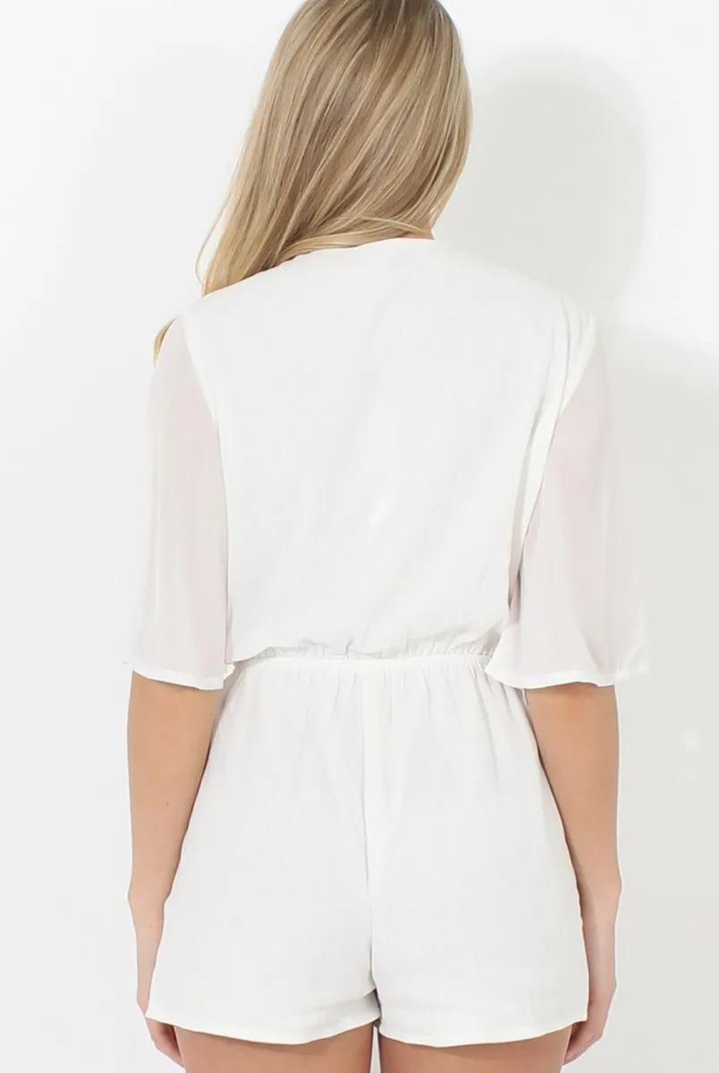 White Plunge Playsuit - Winnie