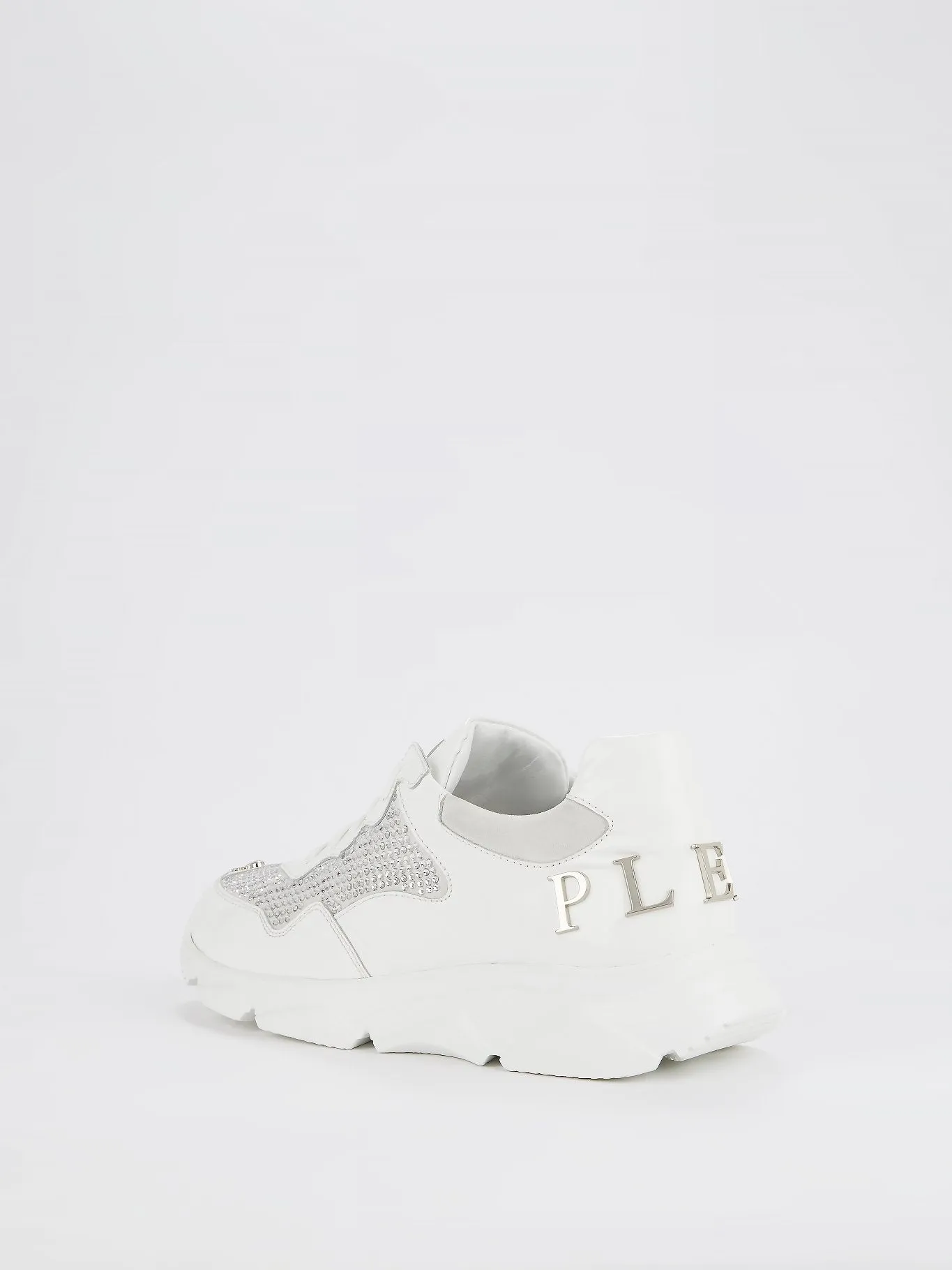 White Runner Crystal Logo Sneakers