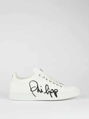 White Signature Logo Sneakers