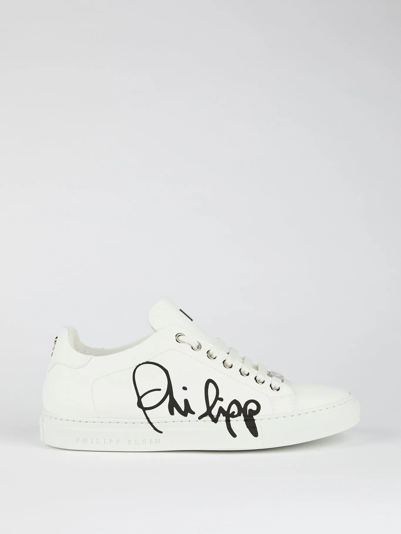 White Signature Logo Sneakers