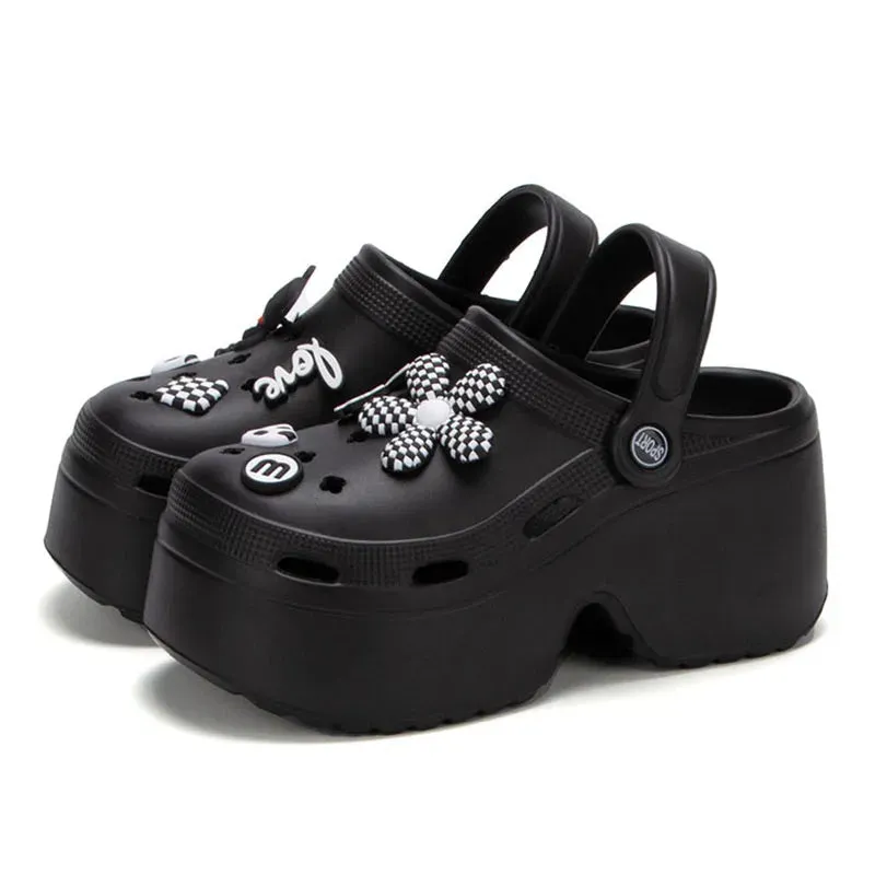 Women Chunky Platform Sandals Summer Soft Thick Sole Diy Clogs Garden Shoes Woman Closed Toe Non-Slip Beach Slides Sandals
