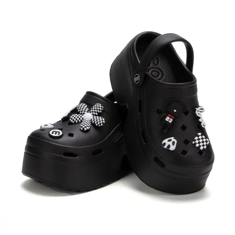 Women Chunky Platform Sandals Summer Soft Thick Sole Diy Clogs Garden Shoes Woman Closed Toe Non-Slip Beach Slides Sandals