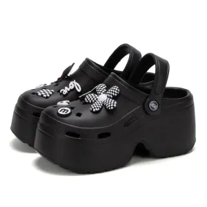 Women Chunky Platform Sandals Summer Soft Thick Sole Diy Clogs Garden Shoes Woman Closed Toe Non-Slip Beach Slides Sandals