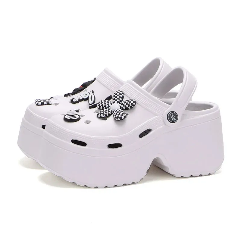 Women Chunky Platform Sandals Summer Soft Thick Sole Diy Clogs Garden Shoes Woman Closed Toe Non-Slip Beach Slides Sandals