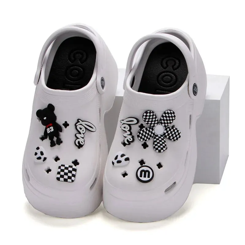 Women Chunky Platform Sandals Summer Soft Thick Sole Diy Clogs Garden Shoes Woman Closed Toe Non-Slip Beach Slides Sandals