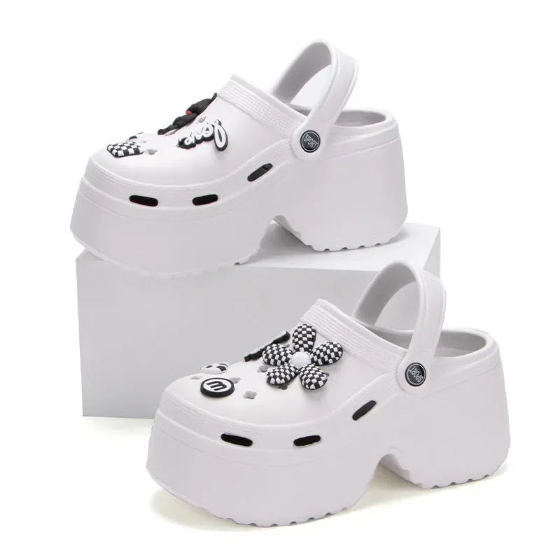 Women Chunky Platform Sandals Summer Soft Thick Sole Diy Clogs Garden Shoes Woman Closed Toe Non-Slip Beach Slides Sandals