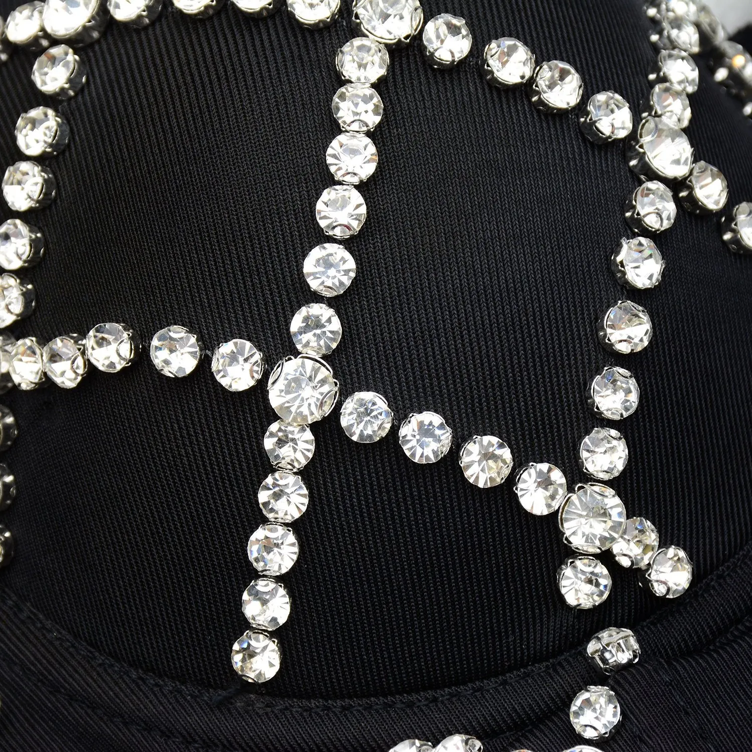 Women Criss Cross Rhinestone Smooth Bustier Crop Top Corset Bra Black