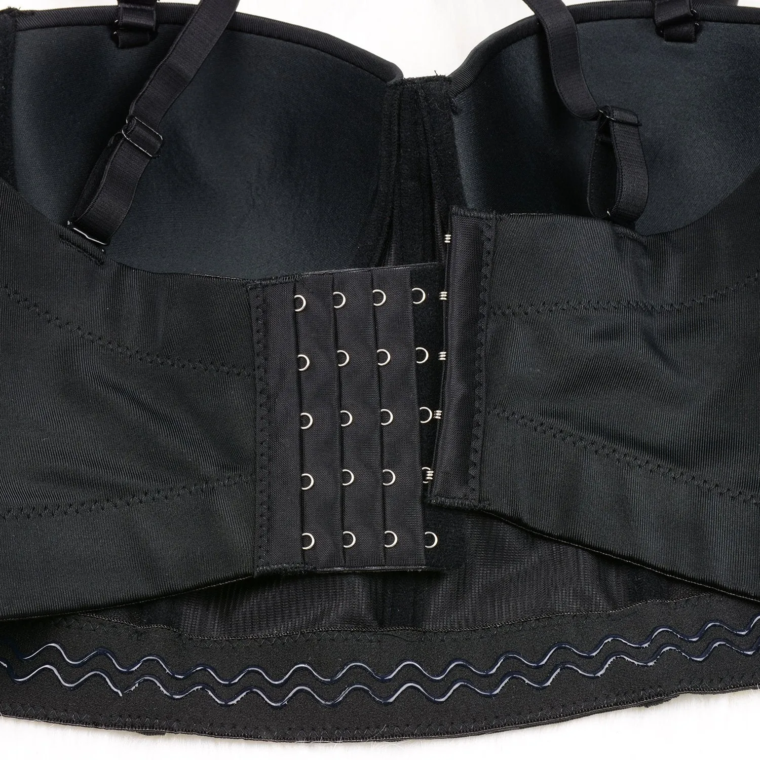 Women Criss Cross Rhinestone Smooth Bustier Crop Top Corset Bra Black