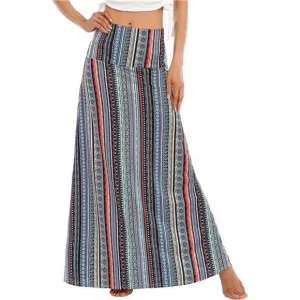Womens Maxi Skirts Long Skirt for Women Strip Geometry