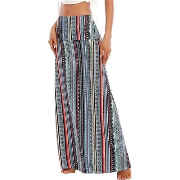 Womens Maxi Skirts Long Skirt for Women Strip Geometry