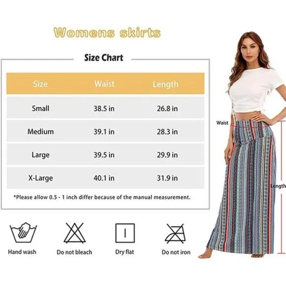 Womens Maxi Skirts Long Skirt for Women Strip Geometry