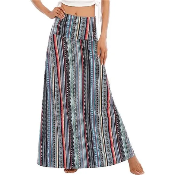 Womens Maxi Skirts Long Skirt for Women Strip Geometry