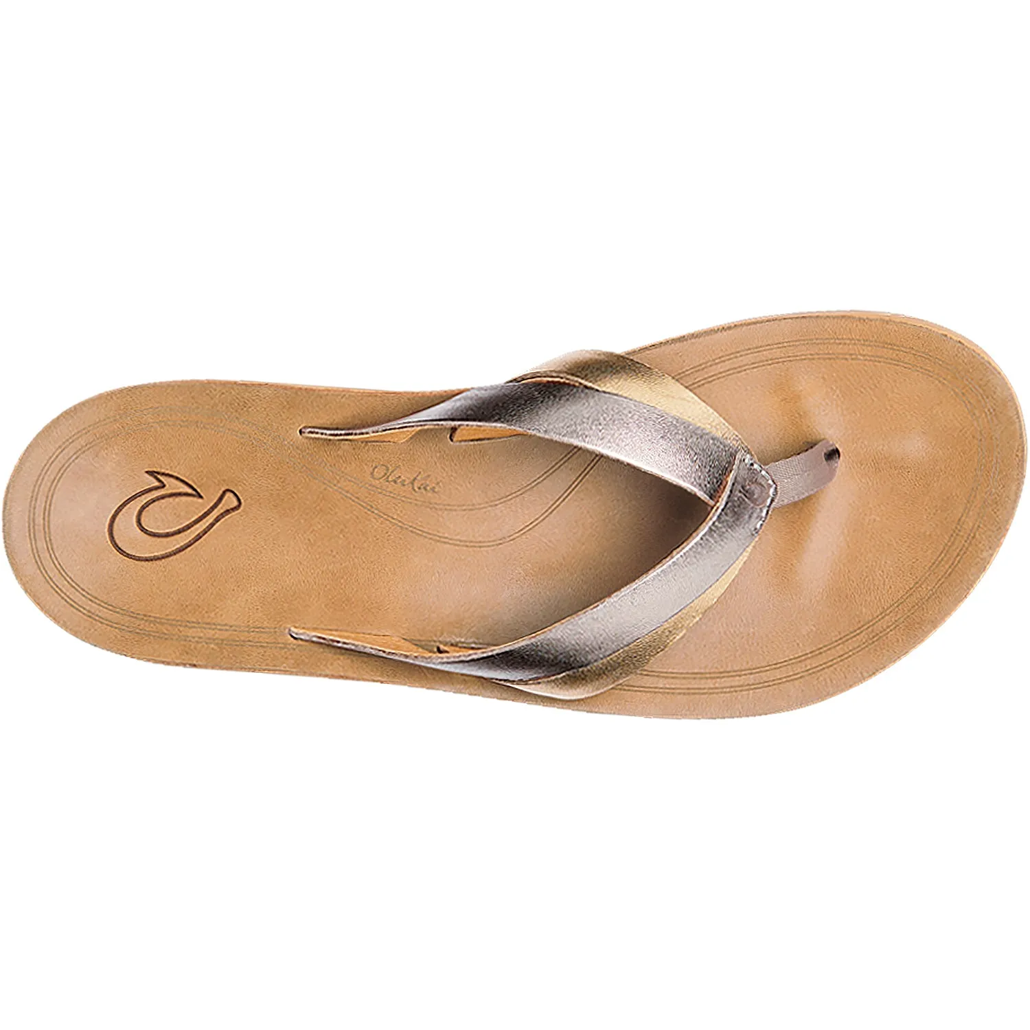 Women's OluKai Kaekae Silver/Golden Sand Leather