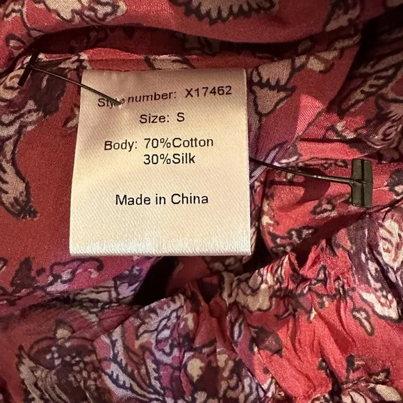 Xirena cotton floral long sleeved dress in Mulberry purple size Small