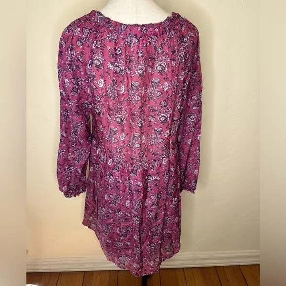 Xirena cotton floral long sleeved dress in Mulberry purple size Small