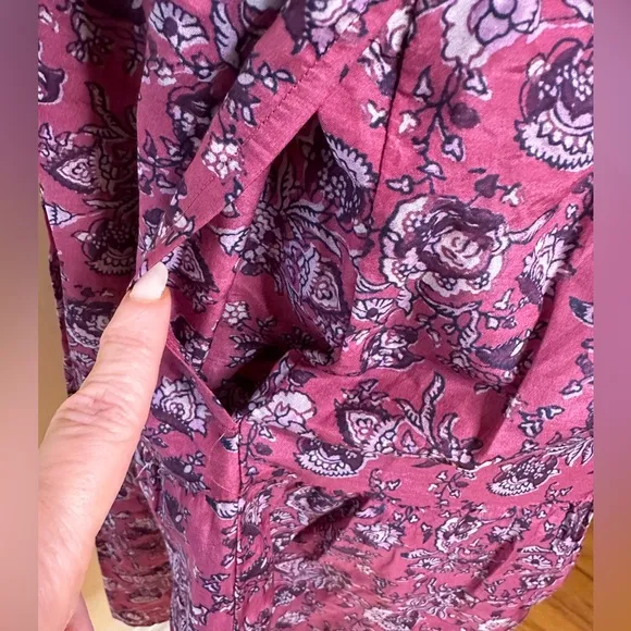 Xirena cotton floral long sleeved dress in Mulberry purple size Small
