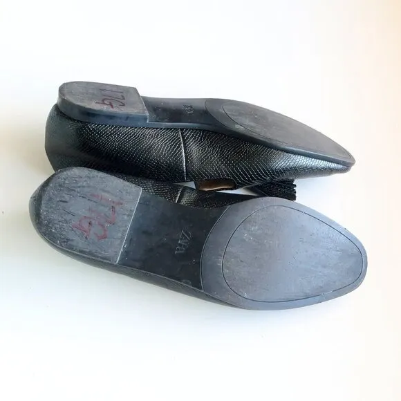 Zara Black Tassel Loafers / Flats / Low Heel Slip On Shoes Size 8.5