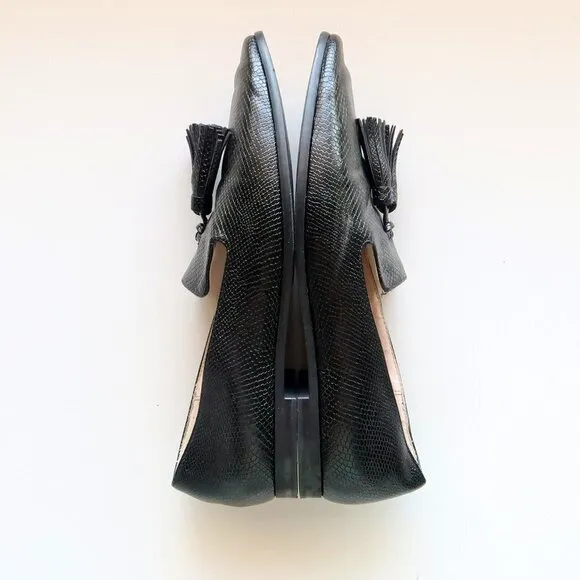 Zara Black Tassel Loafers / Flats / Low Heel Slip On Shoes Size 8.5