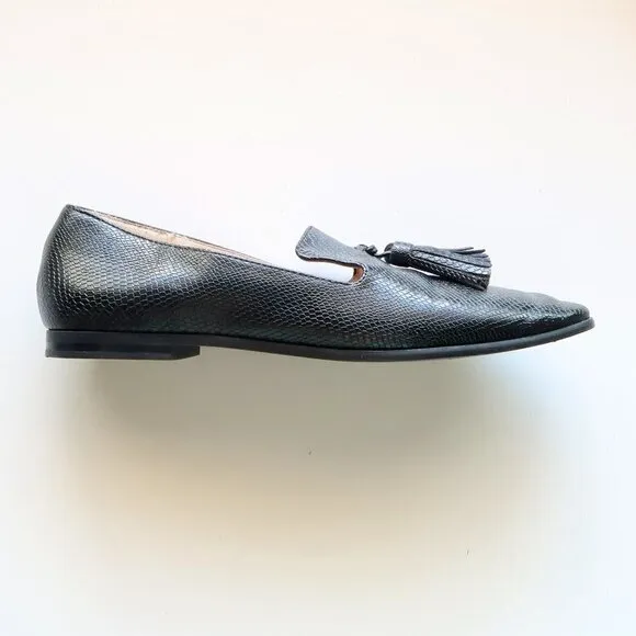 Zara Black Tassel Loafers / Flats / Low Heel Slip On Shoes Size 8.5