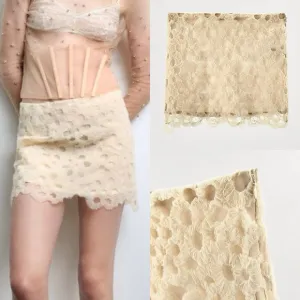 Zara NWT ivory off white cream tulle crochet textured mini skirt