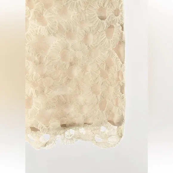 Zara NWT ivory off white cream tulle crochet textured mini skirt