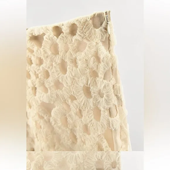 Zara NWT ivory off white cream tulle crochet textured mini skirt
