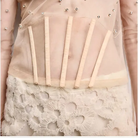 Zara NWT ivory off white cream tulle crochet textured mini skirt