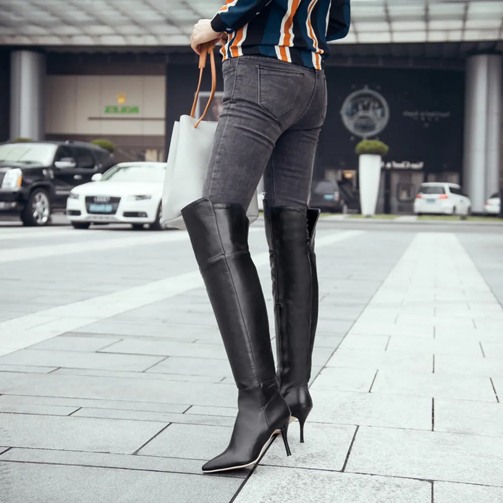 Zip Stiletto Ladies Over-the-knee Boots